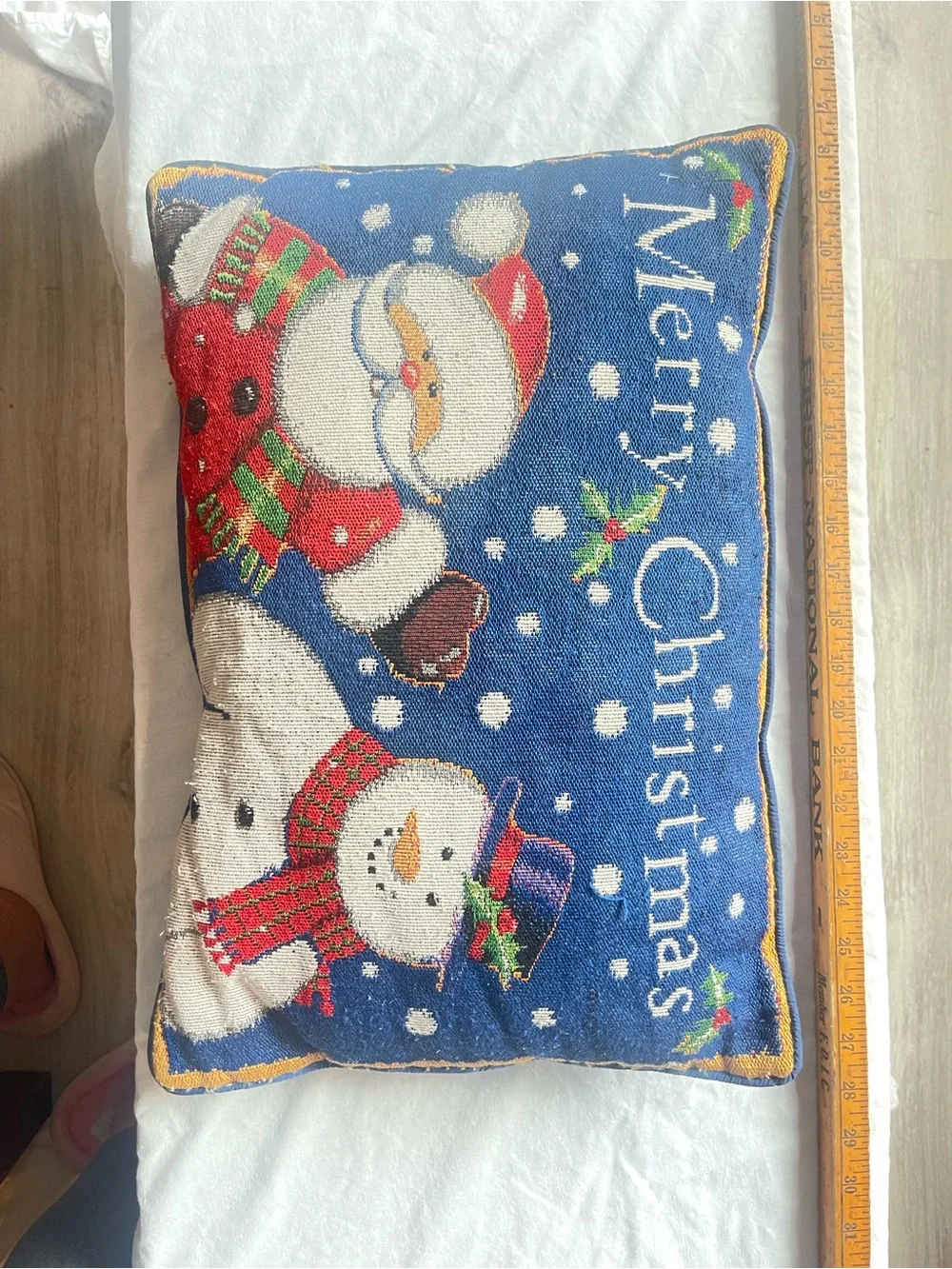 Holiday Christmas Lumbar Pillow Santa Frosty Tapestry 12